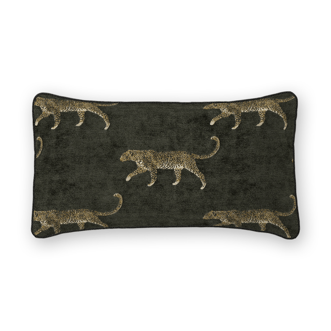 Pewter Animal Motif Chenille Lumbar Pillow