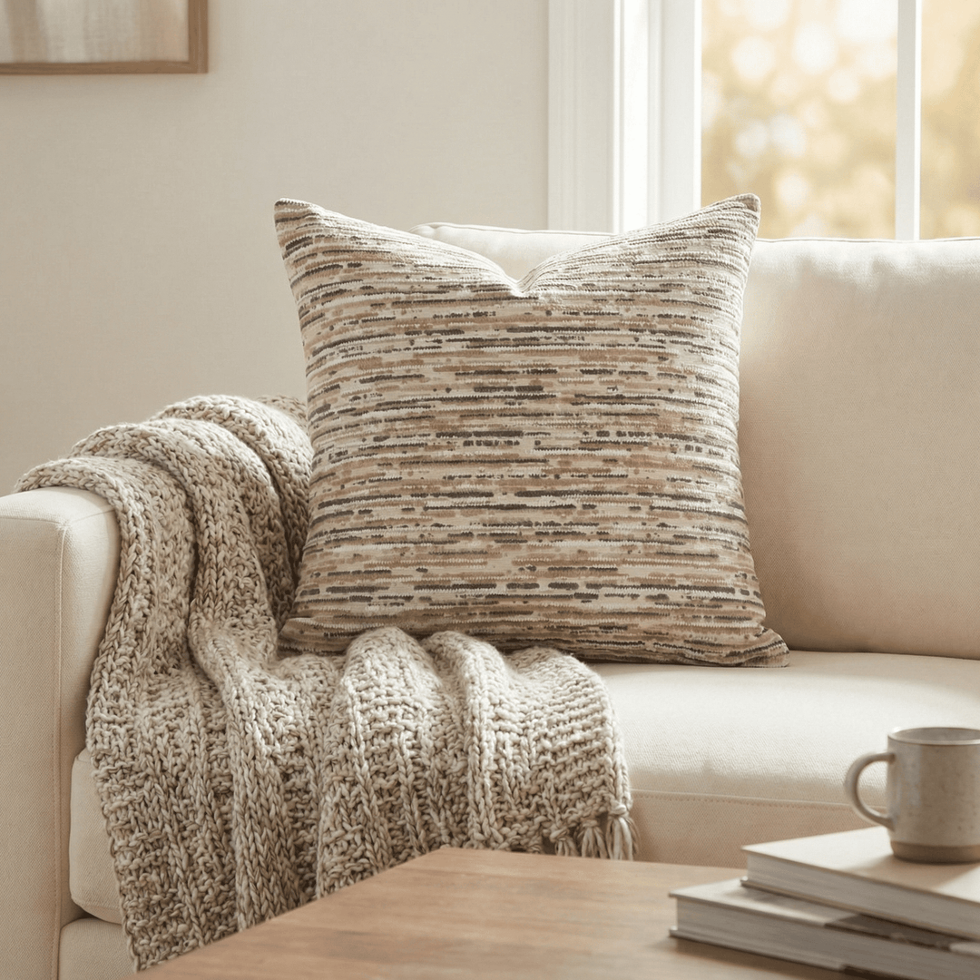 Abstract Throw Pillow - Retro Taupe