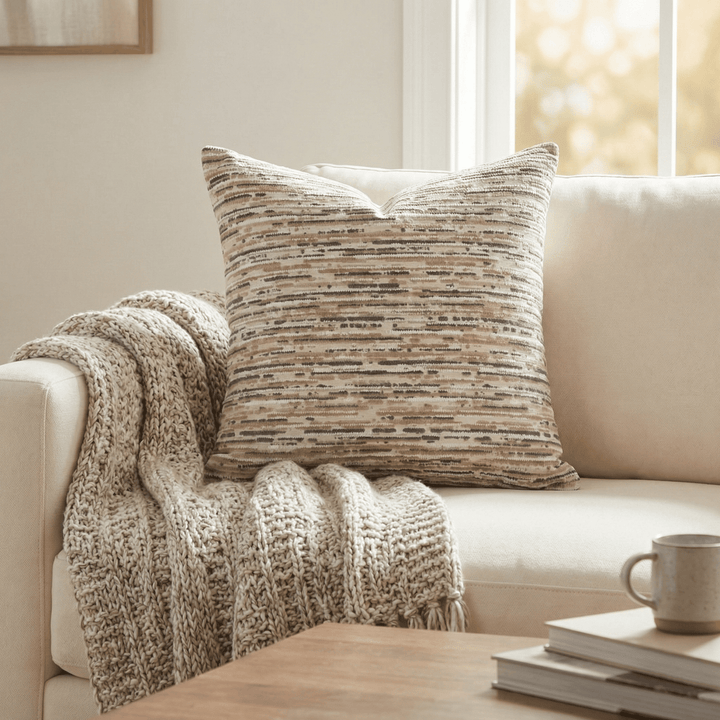 Abstract Throw Pillow - Retro Taupe