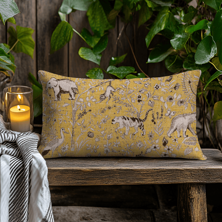 Animal Motif Printed Fabric Lumbar Pillow