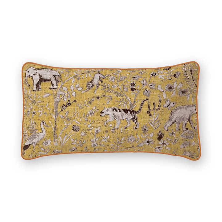 Animal Motif Printed Fabric Lumbar Pillow