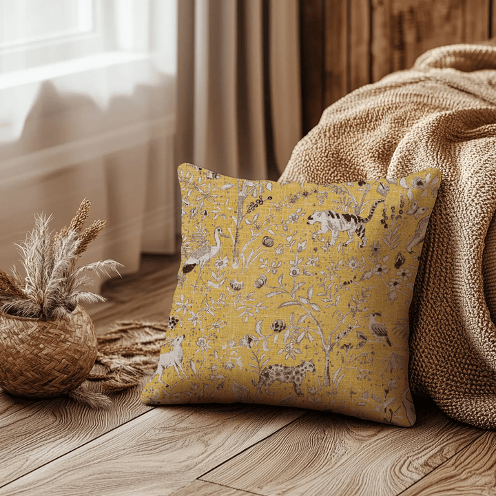 Animal Motif Printed Fabric Throw Pillow
