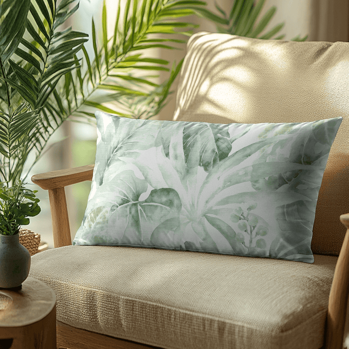 Botanical Printed Fabric Lumbar Pillow