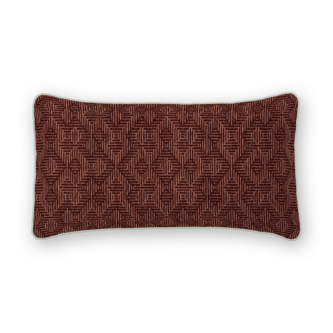Burgundy Geometric Woven Lumbar Pillow