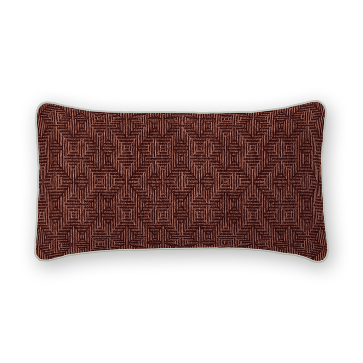Burgundy Geometric Woven Lumbar Pillow