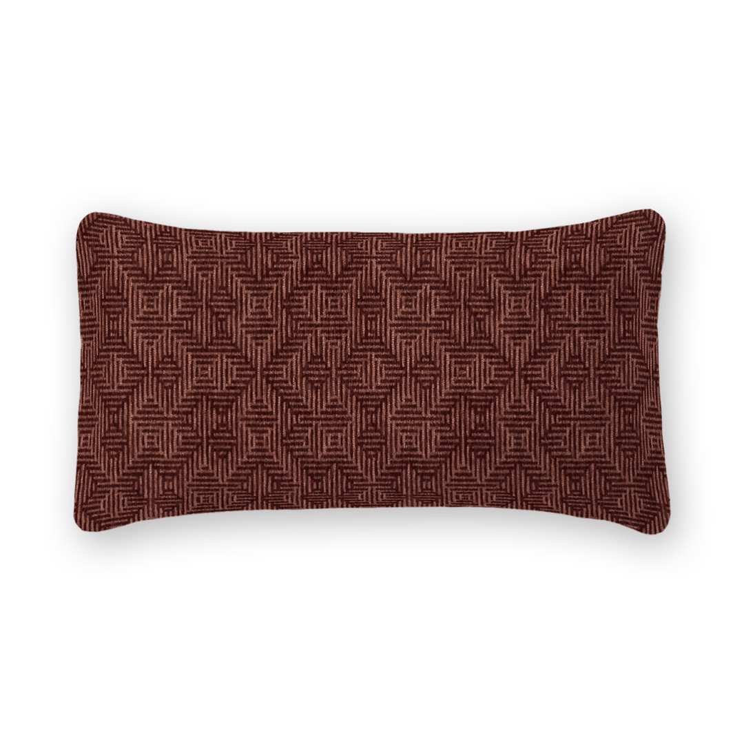 Burgundy Geometric Woven Lumbar Pillow