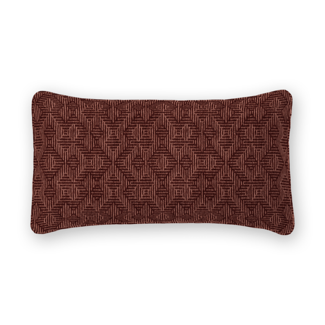 Burgundy Geometric Woven Lumbar Pillow