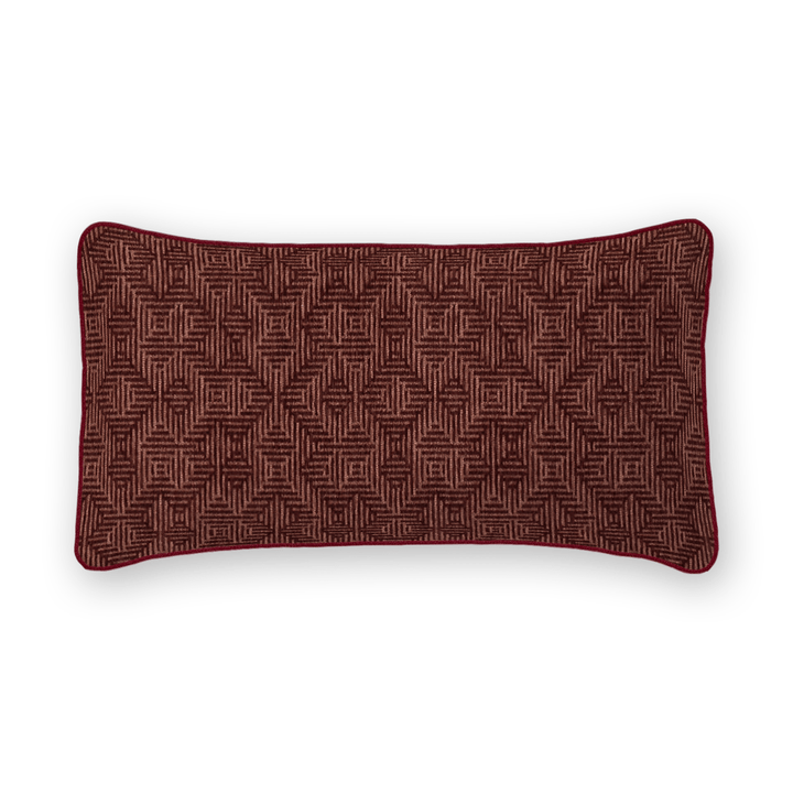 Burgundy Geometric Woven Lumbar Pillow