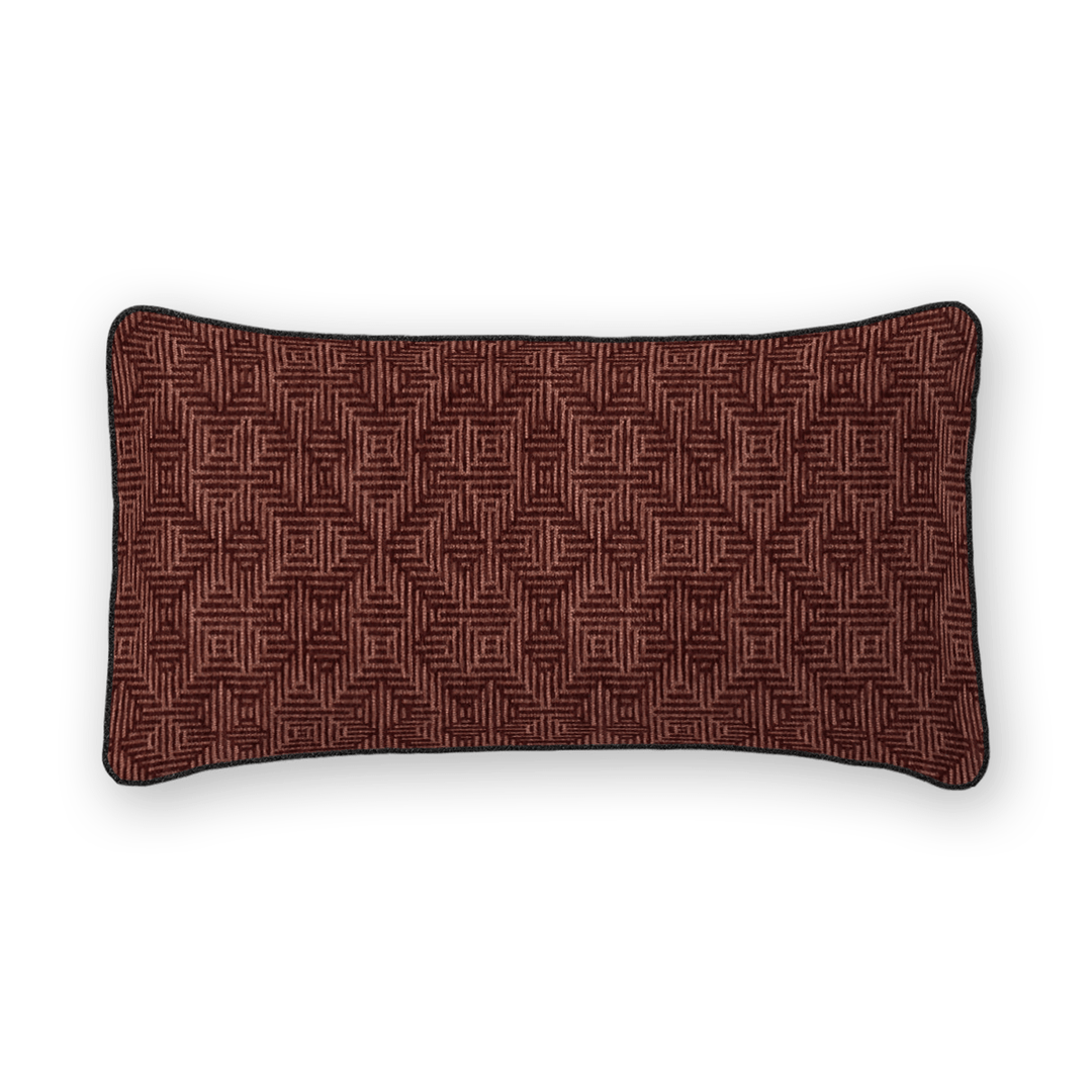 Burgundy Geometric Woven Lumbar Pillow