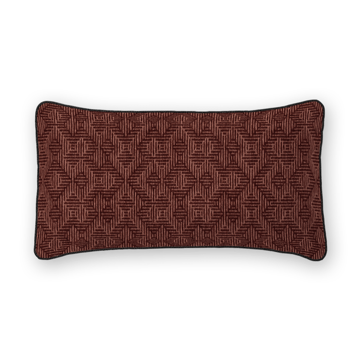 Burgundy Geometric Woven Lumbar Pillow