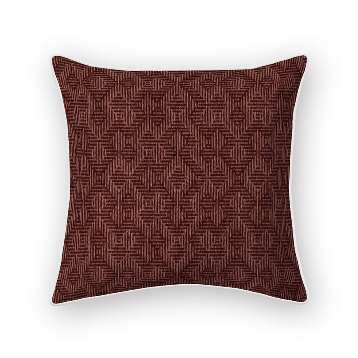 Burgundy Geometric Woven Throw Pillow
