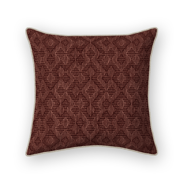 Burgundy Geometric Woven Throw Pillow