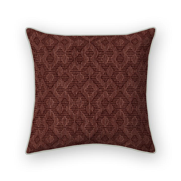 Burgundy Geometric Woven Throw Pillow