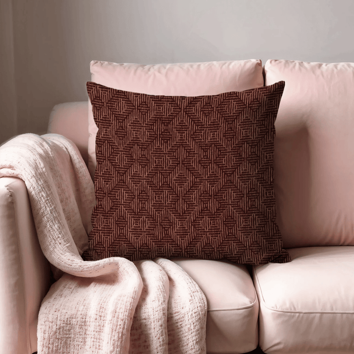 Burgundy Geometric Woven Throw Pillow