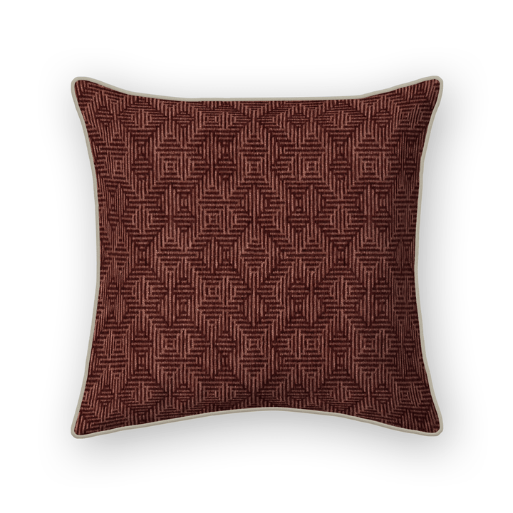 Burgundy Geometric Woven Throw Pillow