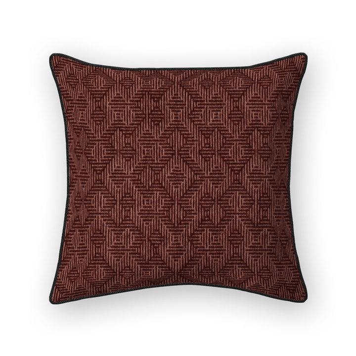 Burgundy Geometric Woven Throw Pillow