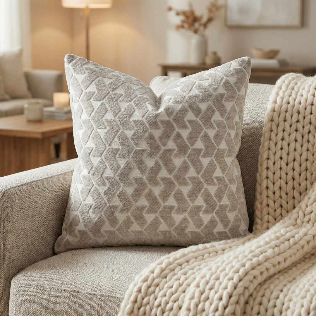 Chevron Herringbone Throw Pillow - Boca Taupe