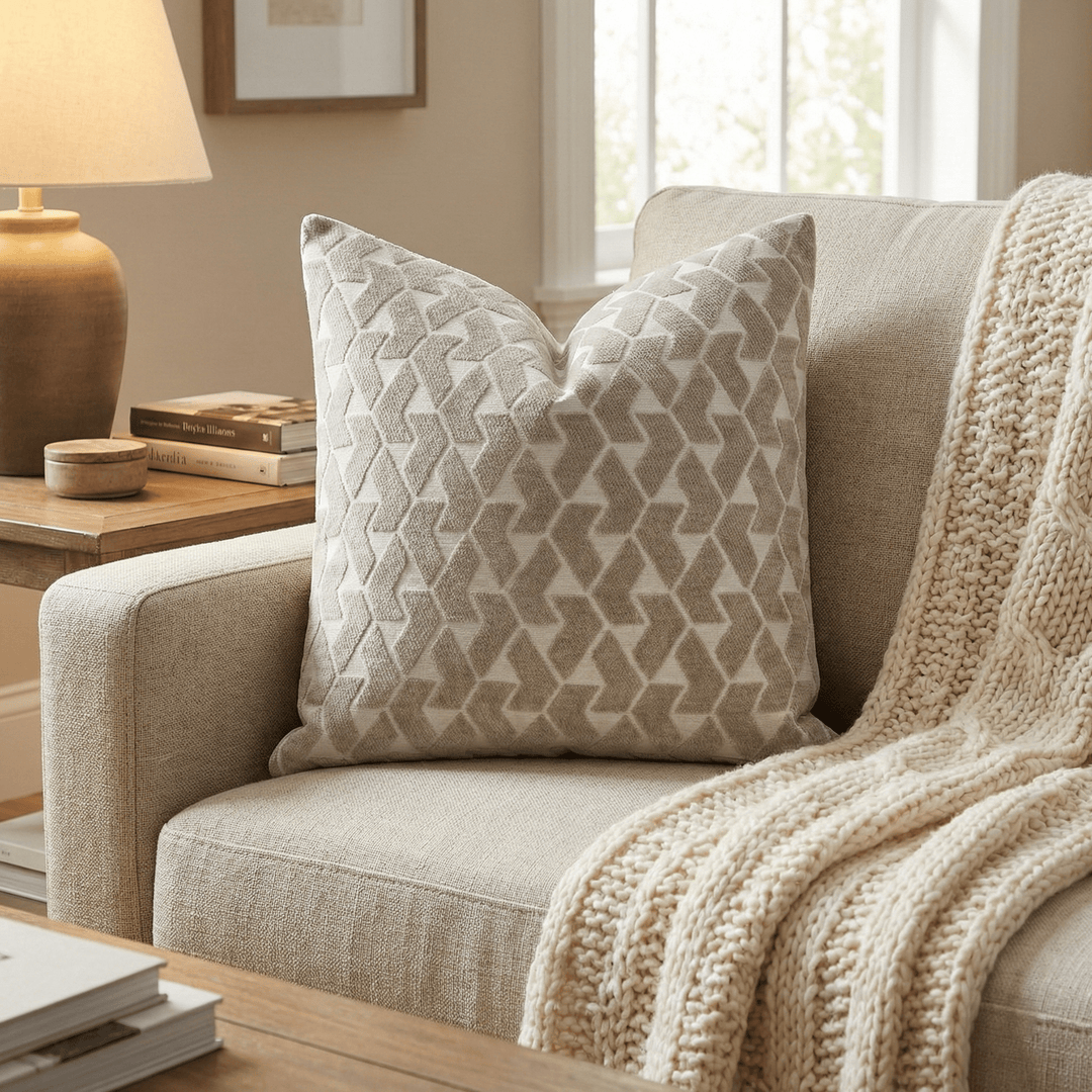 Chevron Herringbone Throw Pillow - Boca Taupe