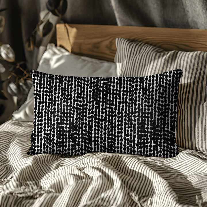 Coal Linework Printed Fabric Lumbar Pillow