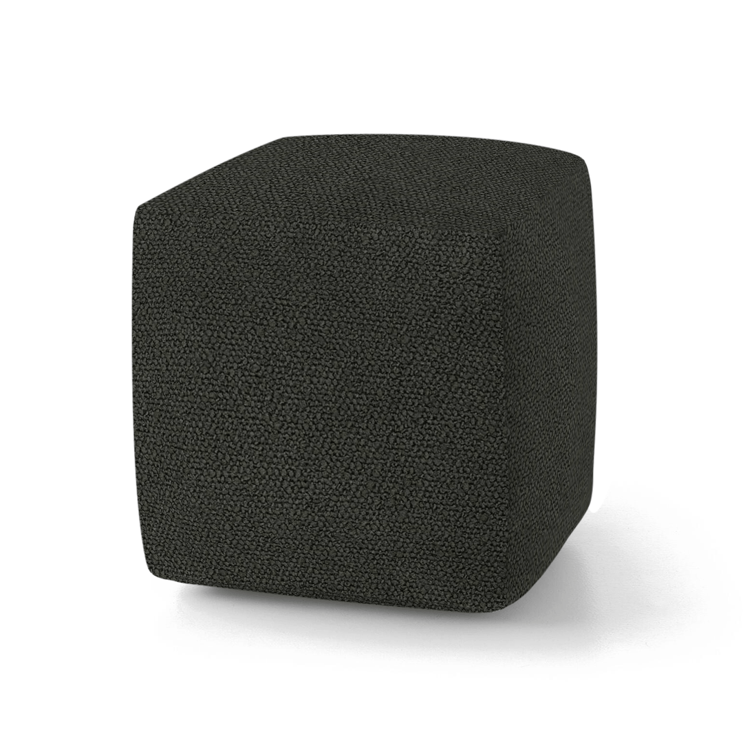 Coal Solid Boucle Geometric Pillow