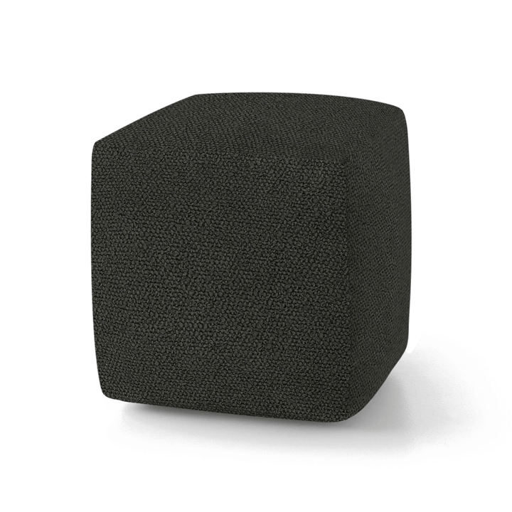 Coal Solid Boucle Geometric Pillow