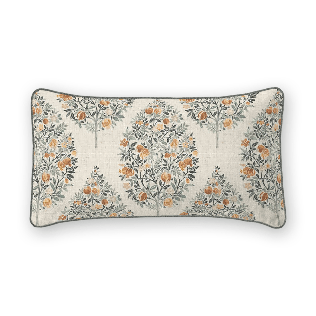 Damask Printed Fabric Lumbar Pillow