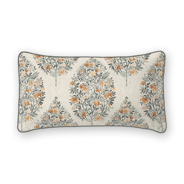 Damask Printed Fabric Lumbar Pillow