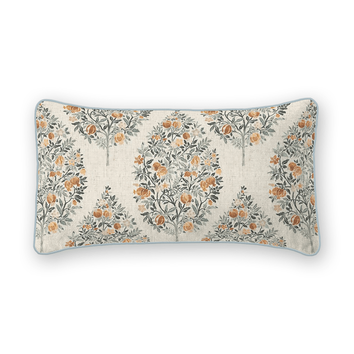 Damask Printed Fabric Lumbar Pillow