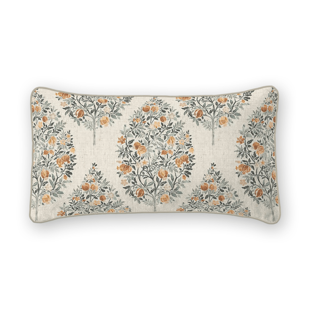 Damask Printed Fabric Lumbar Pillow