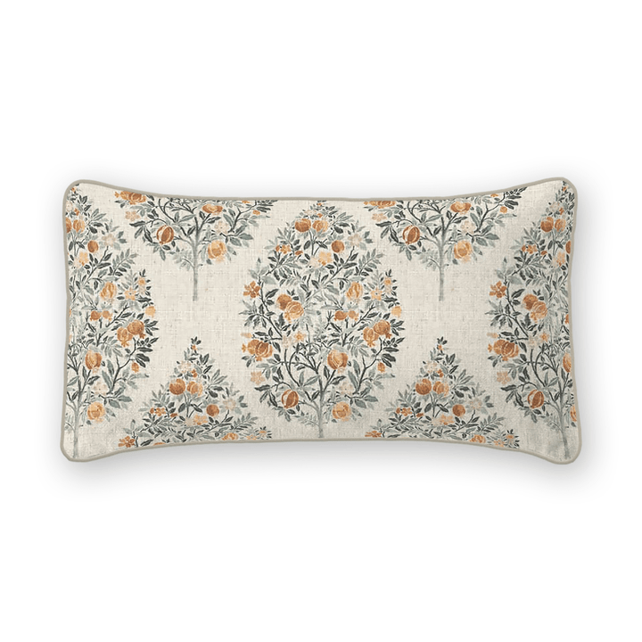 Damask Printed Fabric Lumbar Pillow
