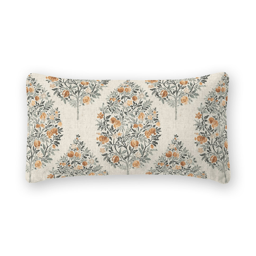 Damask Printed Fabric Lumbar Pillow