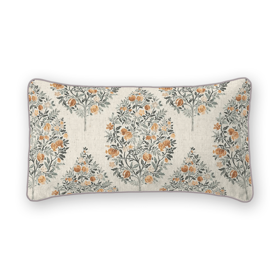Damask Printed Fabric Lumbar Pillow