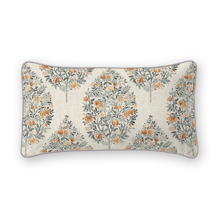 Damask Printed Fabric Lumbar Pillow