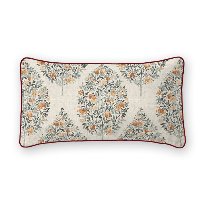 Damask Printed Fabric Lumbar Pillow