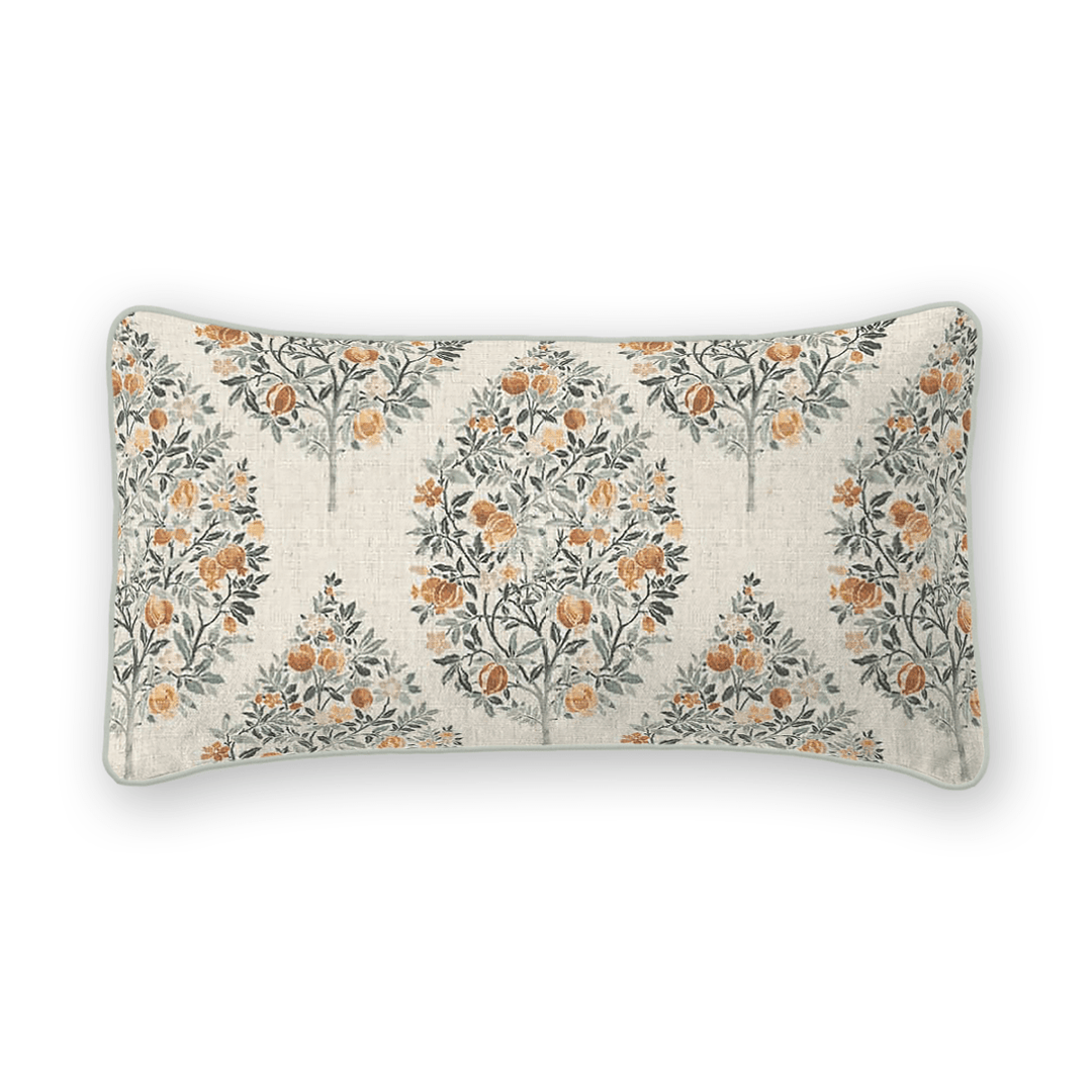 Damask Printed Fabric Lumbar Pillow