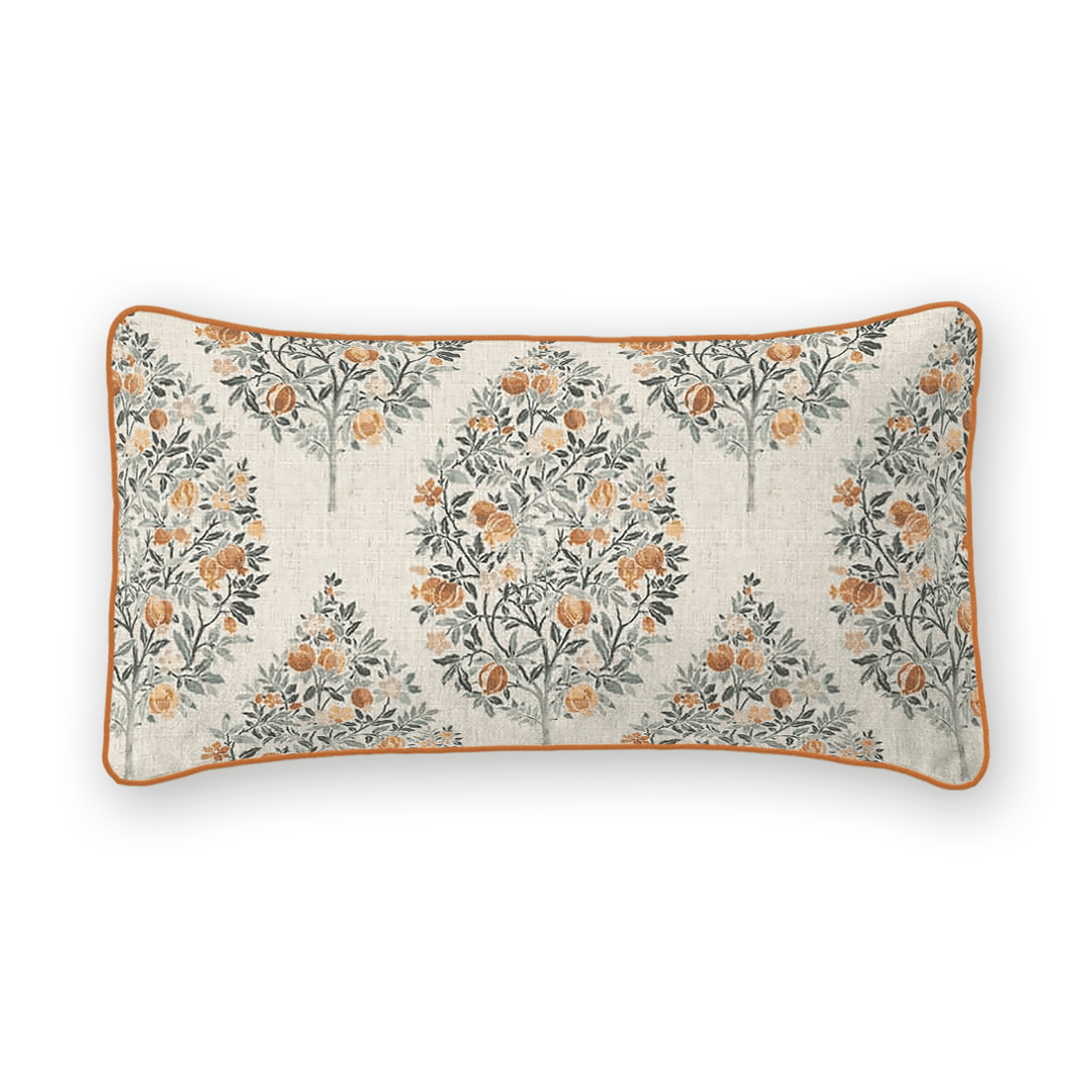 Damask Printed Fabric Lumbar Pillow