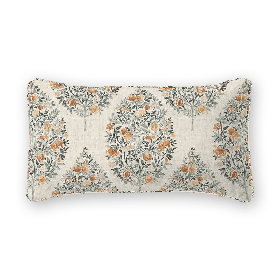 Damask Printed Fabric Lumbar Pillow