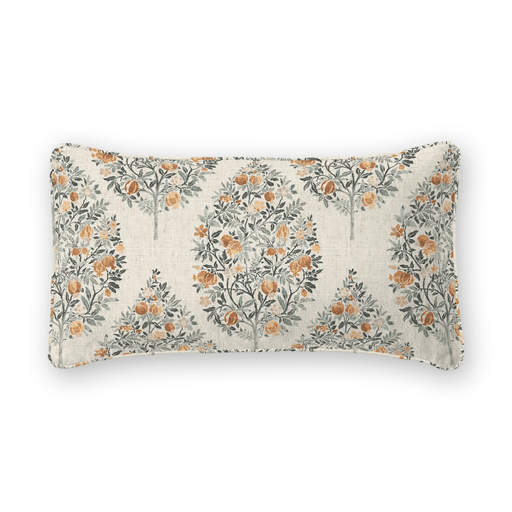 Damask Printed Fabric Lumbar Pillow