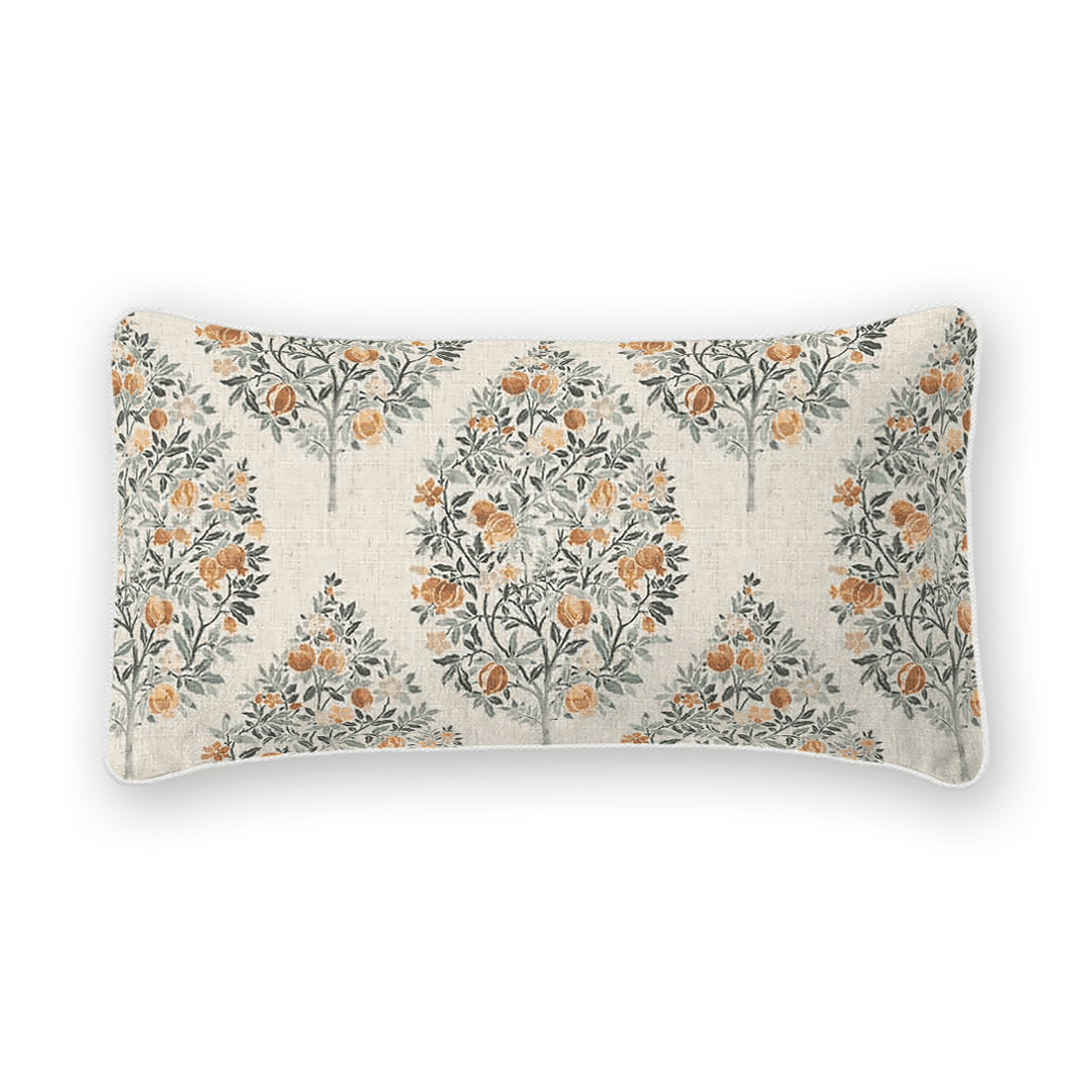 Damask Printed Fabric Lumbar Pillow