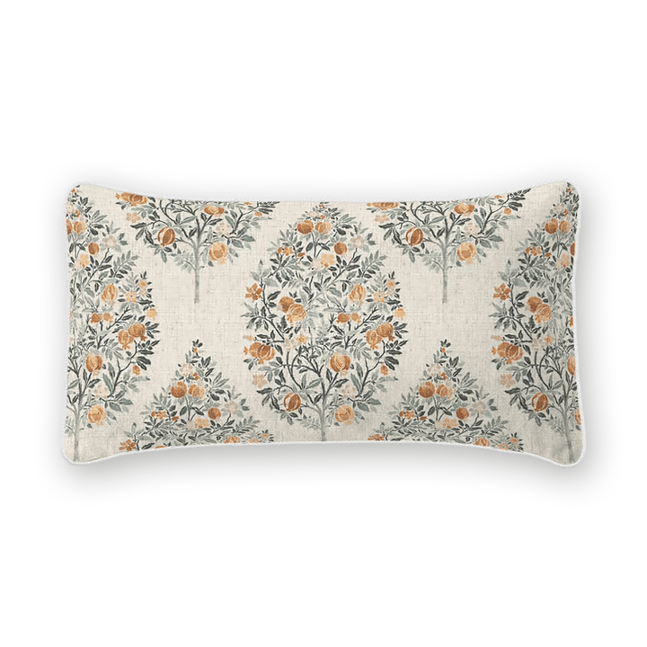 Damask Printed Fabric Lumbar Pillow