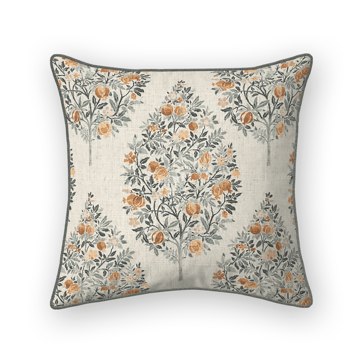 Damask Printed Fabric Throw Pillow