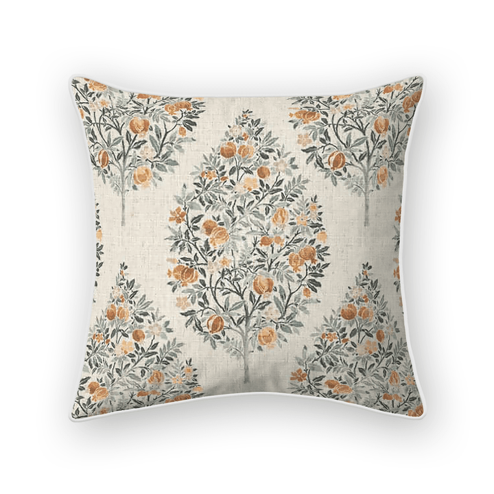 Damask Printed Fabric Throw Pillow