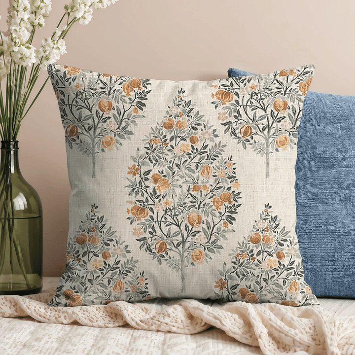 Damask Printed Fabric Throw Pillow