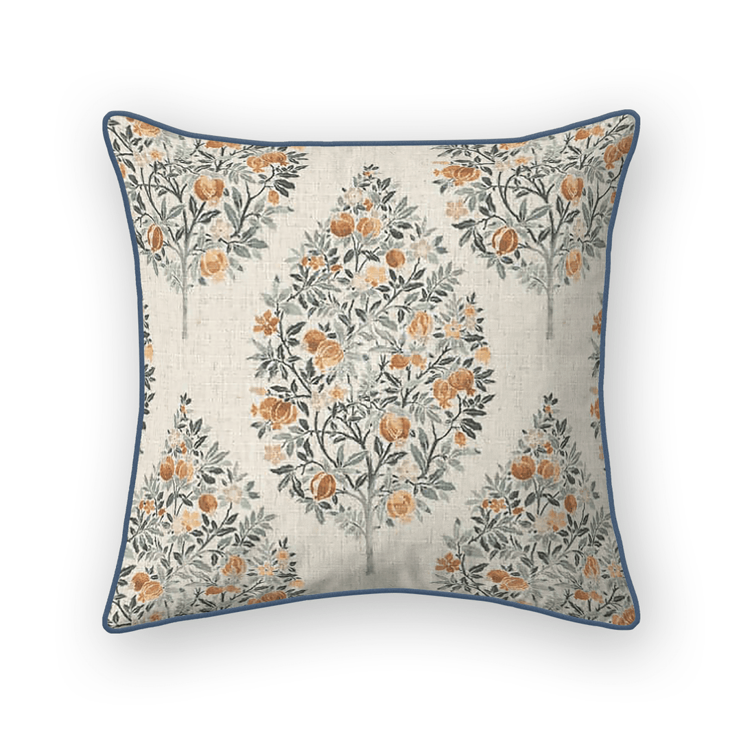 Damask Printed Fabric Throw Pillow