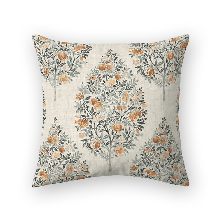 Damask Printed Fabric Throw Pillow