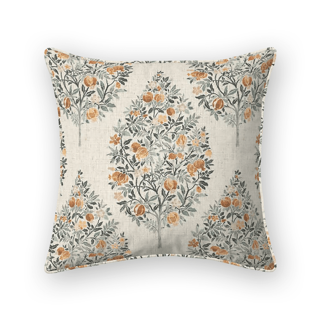 Damask Printed Fabric Throw Pillow