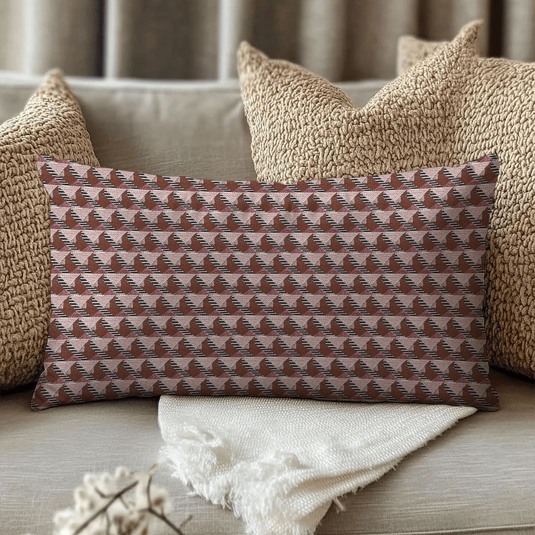 Damson Geometric Woven Lumbar Pillow