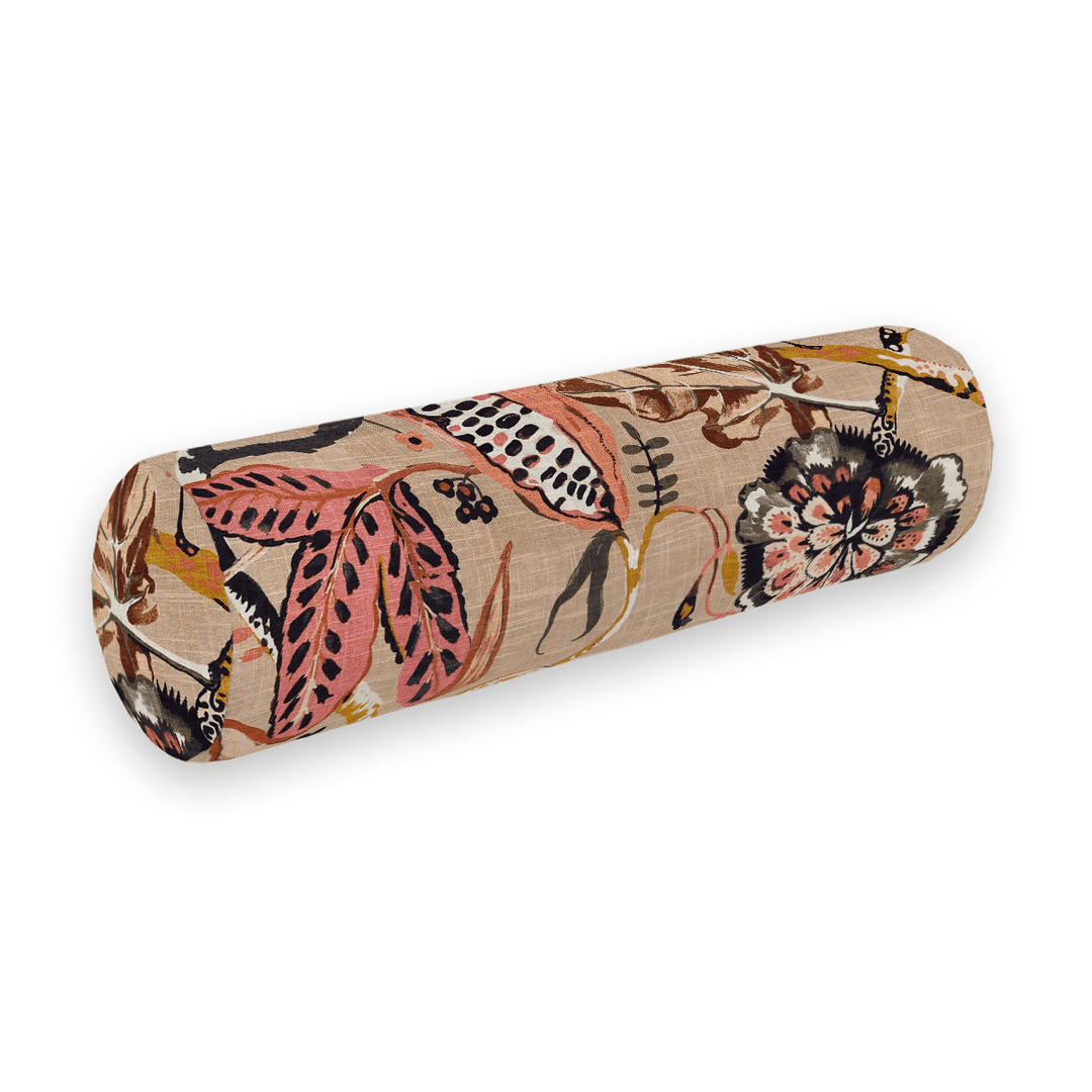 Floral Printed Fabric Bolster Pillow