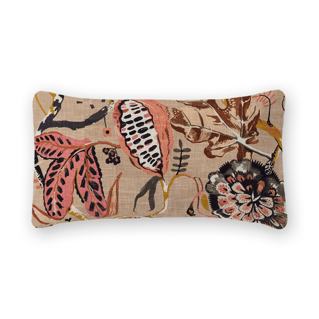 Floral Printed Fabric Lumbar Pillow