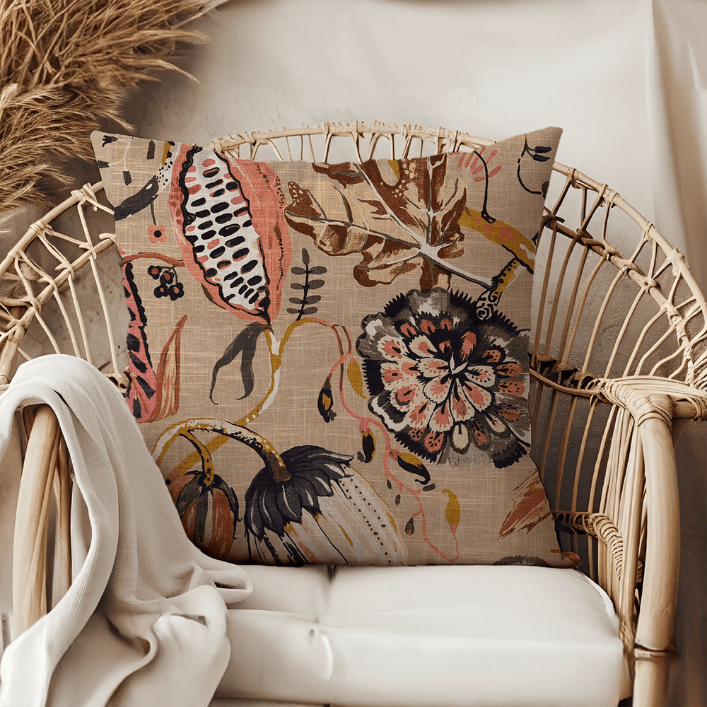 Floral Printed Fabric Throw Pillow
